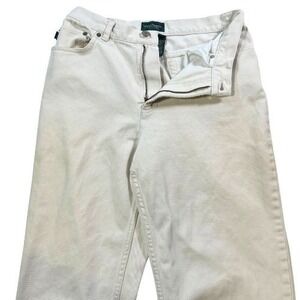 Lauren Jeans Co Jeans Womens Petite 12 White Denim Straight Leg Preppy Travel